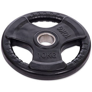 Диски для штанги обгумовані Record TA-8122-10 52мм 10кг чорний Код TA-8122-10, фото 3