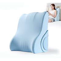 Подушка під спину анатомічна з ефектом пам'яті та додатковим валиком Блакитна