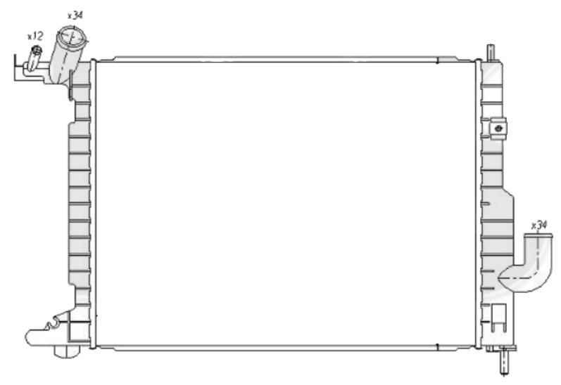 Радіатор охолодження двигуна Opel Vectra B 95-99 NRF МКПП; 496X372X42; (1.7 TD), фото 1
