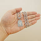 Срібна цепочка з ладанкою чоловіча масивна. Срібний кулон Пресвята Богородиця з ланцюжком бісмарк 55 см, фото 3