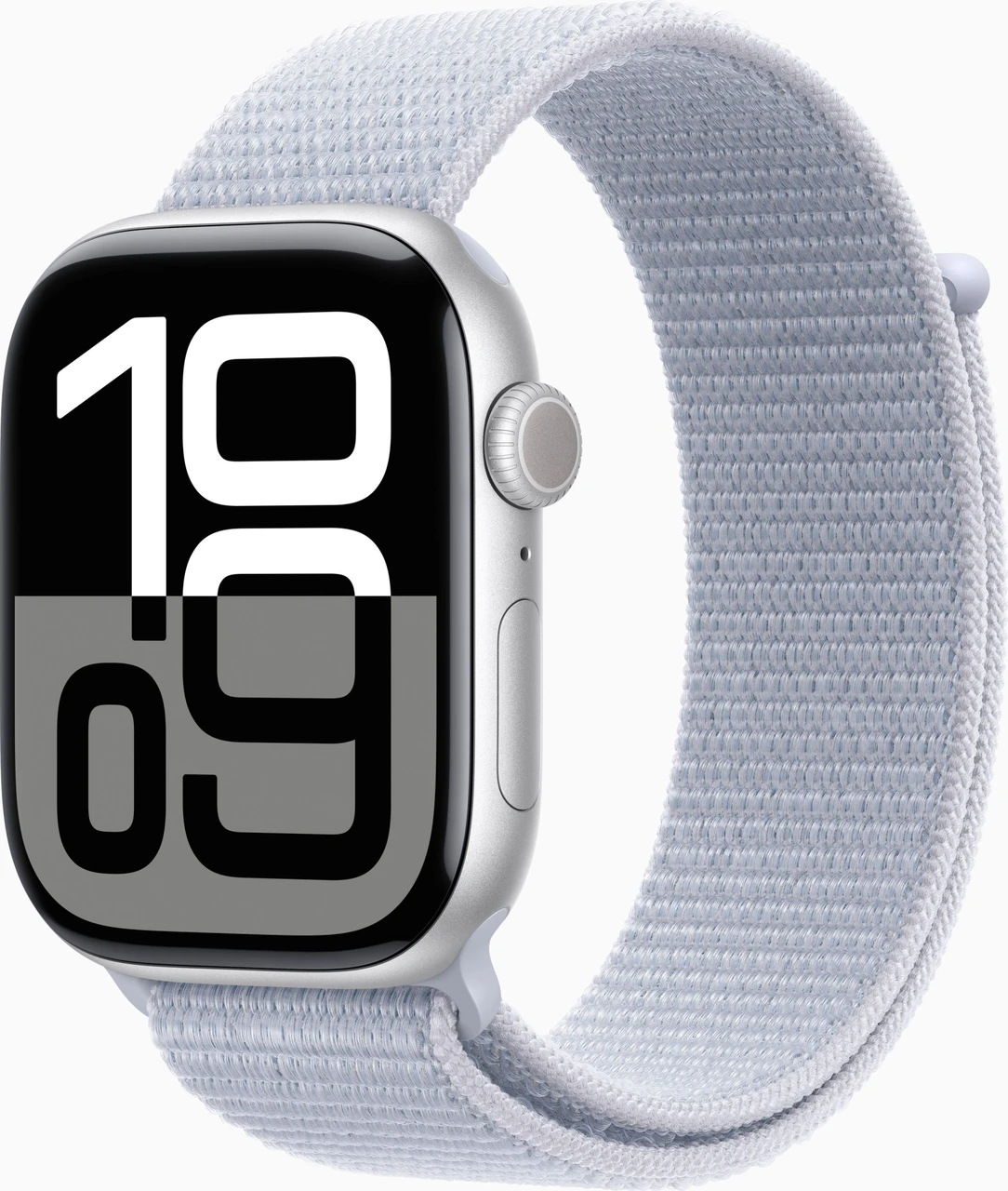 Apple Watch Series 10 GPS 46mm Silver Aluminium Case with Blue Cloud Sport Loop (MWWN3)