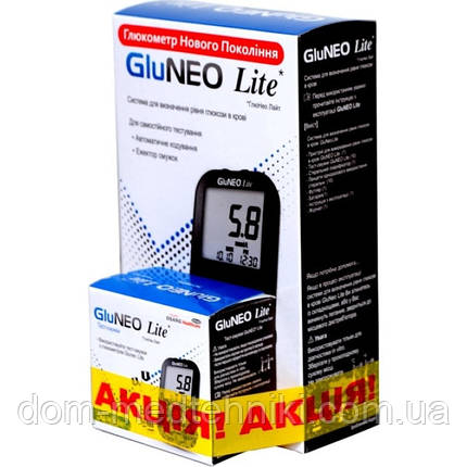 Глюкометр GluNeo Lite (ГлюНео Лайт) + Тест-смужки GluNeo Lite, 50 шт., фото 3