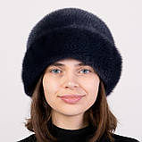 Жіночий хутряний норковий капелюх "Роза" Синій, фото 2