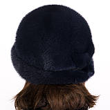Жіночий хутряний норковий капелюх "Роза" Синій, фото 4