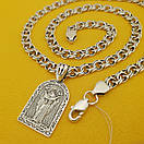 Срібна цепочка з ладанкою чоловіча масивна. Срібний кулон Пресвята Богородиця з ланцюжком бісмарк 55 см, фото 10