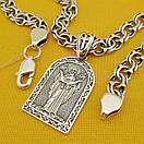 Срібна цепочка з ладанкою чоловіча масивна. Срібний кулон Пресвята Богородиця з ланцюжком бісмарк 55 см, фото 9