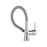 Змішувач води «FLEXIBLE» для раковини з гнучкою сірою лійкою FALA 75710, фото 3