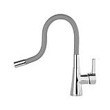 Змішувач води «FLEXIBLE» для раковини з гнучкою сірою лійкою FALA 75710, фото 4