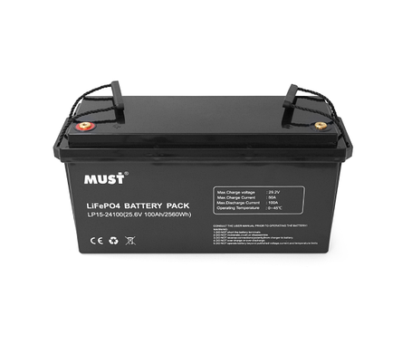Акумуляторна батарея Must LiFePO4 LP15-24100 25.6V 100Ah, 2,56kWh, BMS50A@4S, 6000 cycles, 522x240x218, 23kg, фото 3
