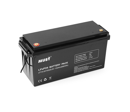 Акумуляторна батарея Must LiFePO4 LP15-24100 25.6V 100Ah, 2,56kWh, BMS50A@4S, 6000 cycles, 522x240x218, 23kg, фото 1