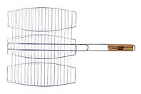 Решітка-гриль для риби Скаут хромована 400 x 360 мм із дерев'яною ручкою
