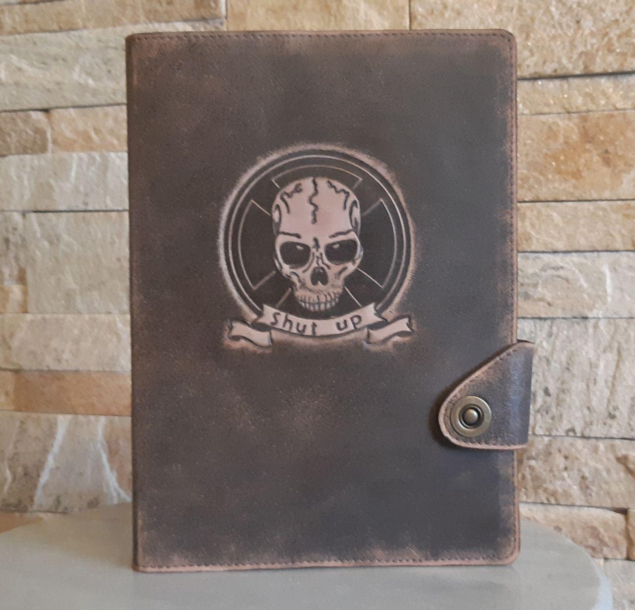 Щоденник А5 формату в шкіряній обкладинці на кнопці "Оптімус", фото 1