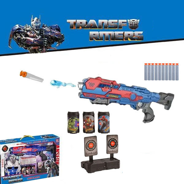 Дитячий набір трансформер оптимус прайм ігровий комплект супергероя маска автомат орбізи м'які патрони мішені, фото 1