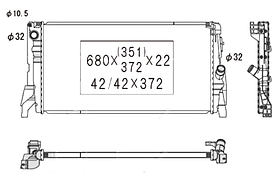 Радіатор охолодження двигуна BMW 2 F45 14- Koyorad АКПП/МКПП; 680X351X22; (1.5/1.2 T/1.5 T)