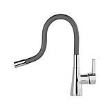 Змішувач води «FLEXIBLE» для раковини з гнучкою темно-сірою лійкою FALA 75711, фото 2