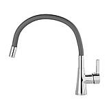 Змішувач води «FLEXIBLE» для раковини з гнучкою темно-сірою лійкою FALA 75711, фото 5