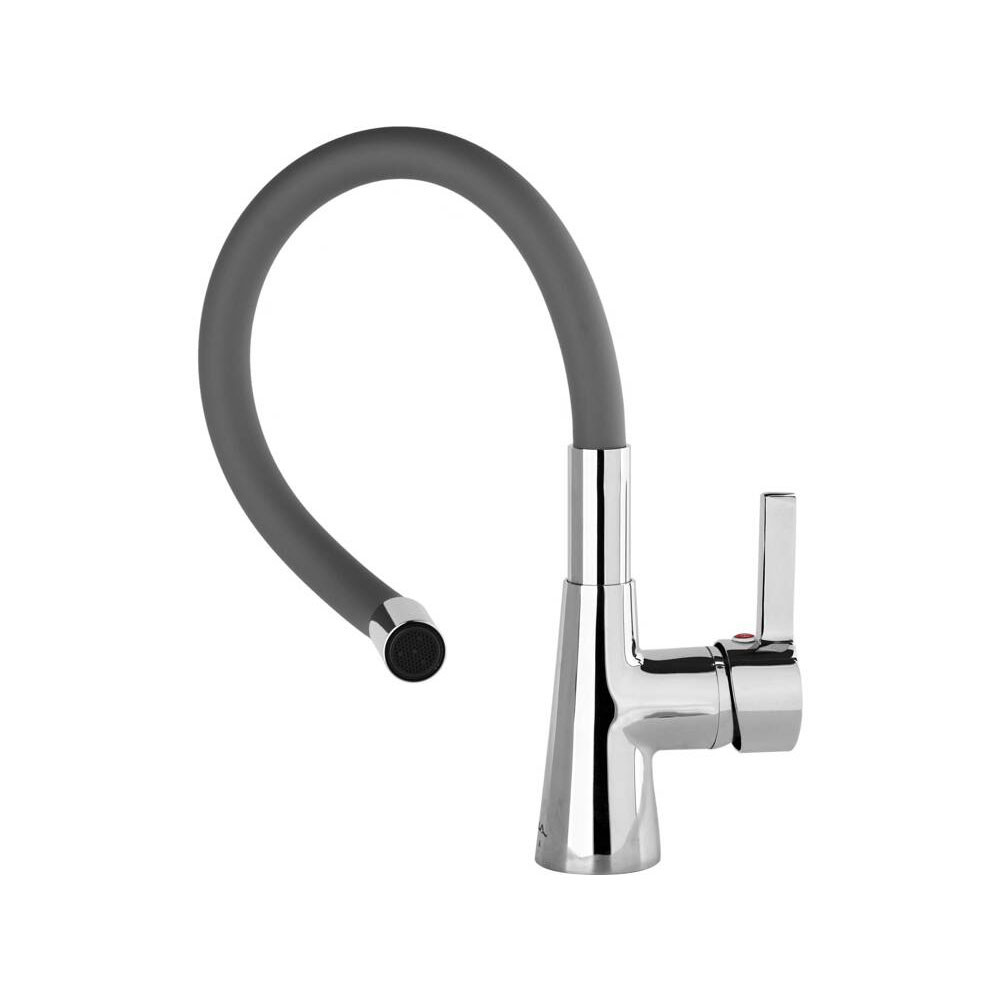 Змішувач води «FLEXIBLE» для раковини з гнучкою темно-сірою лійкою FALA 75711, фото 1