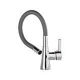 Змішувач води «FLEXIBLE» для раковини з гнучкою темно-сірою лійкою FALA 75711, фото 3