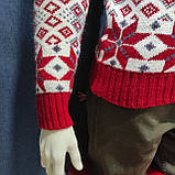 Светр чоловічий новорічний з оленями теплий святковий М червоний, фото 2