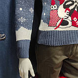 Светр чоловічий новорічний вовна теплий кругле горло М сірий, фото 5