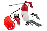 Набір пневматичних інструментів Intertool 5 шт. для фарбування та розпилення, 600 мл, поліуретановий шланг 5 м