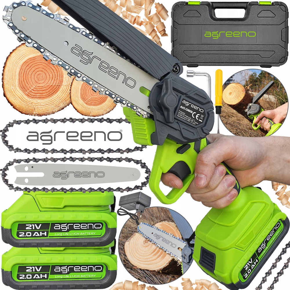 Акумуляторна електрична ланцюгова пила для дерева 2xAKU Agreeno 1000, фото 1