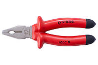 Плоскогубцы диэлектрические Intertool 200 мм 1000В с твердостью 55 HRC и покрытием Pearl Nickel