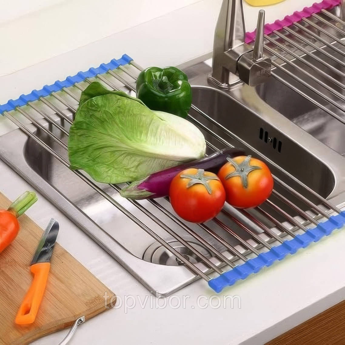 Сушарка для посуду на раковину Kitchen Drainboard Синя 23*37 підставка для посуду над раковиною (сушка для посуды)