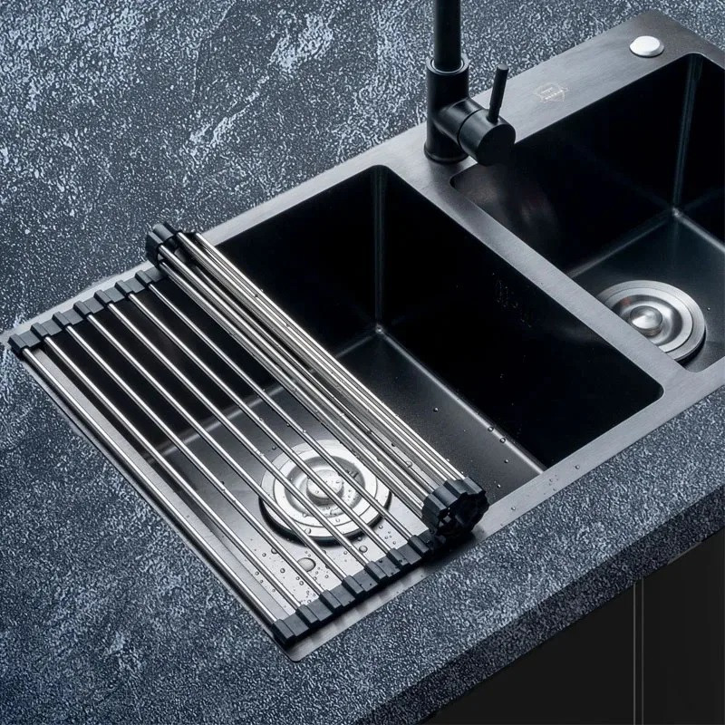 Сушарка для посуду на мийку Kitchen Drainboard Чорна 23*37 см, сушарка для раковини - підставка
