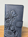 Шкіряний гаманець ручної роботи, якісний клатч-гаманець,  гаманець з авторським тисненням, фото 4