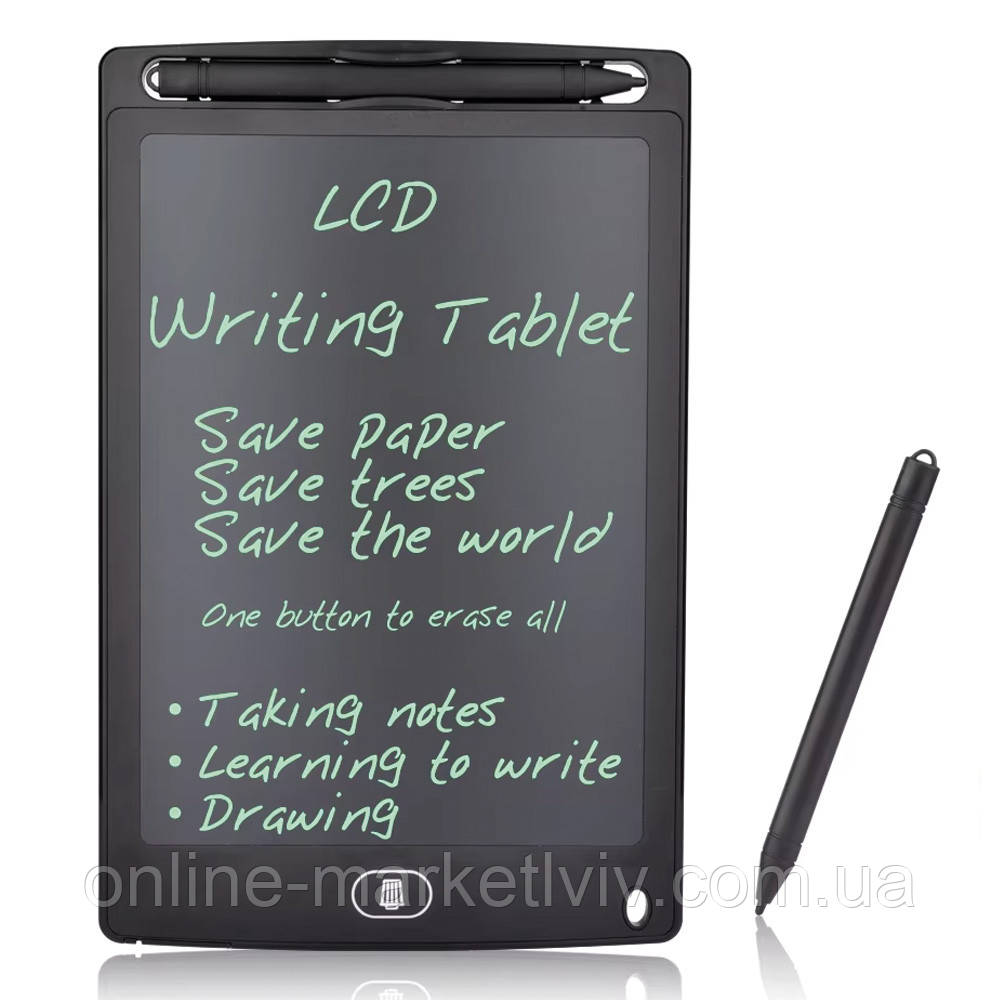 Графічний планшет для малювання + стилус 10", LCD Writing Tablet, Чорний / Дитячий планшет для записів