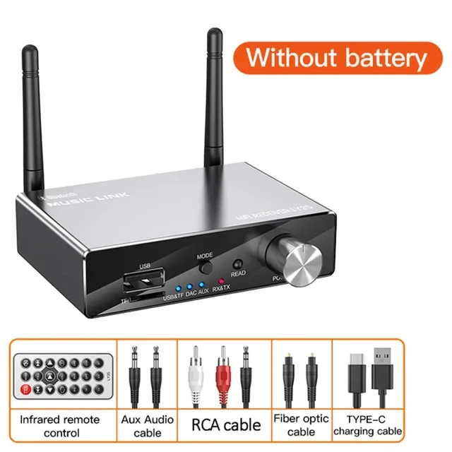 Цифровий аналоговий перетворювач 6в1 HiFi DAC X35, Bluetooth-приймач receiver, toslink USB, RCA, AUX +