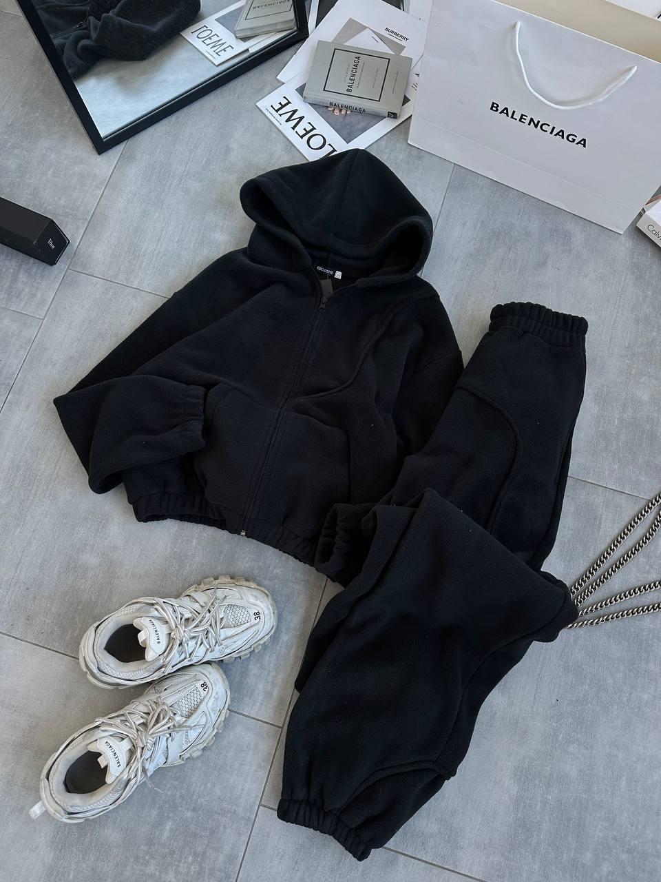 Жіночий теплий м'який флісовий прогулянковий костюм кофта худі з блискавкою та штани двосторонній фліс Туреччина, фото 1