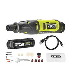 Акумуляторна пряма шліфмашина Ryobi RRT4-120GA15 + 15 аксесуарів (5133005634)
