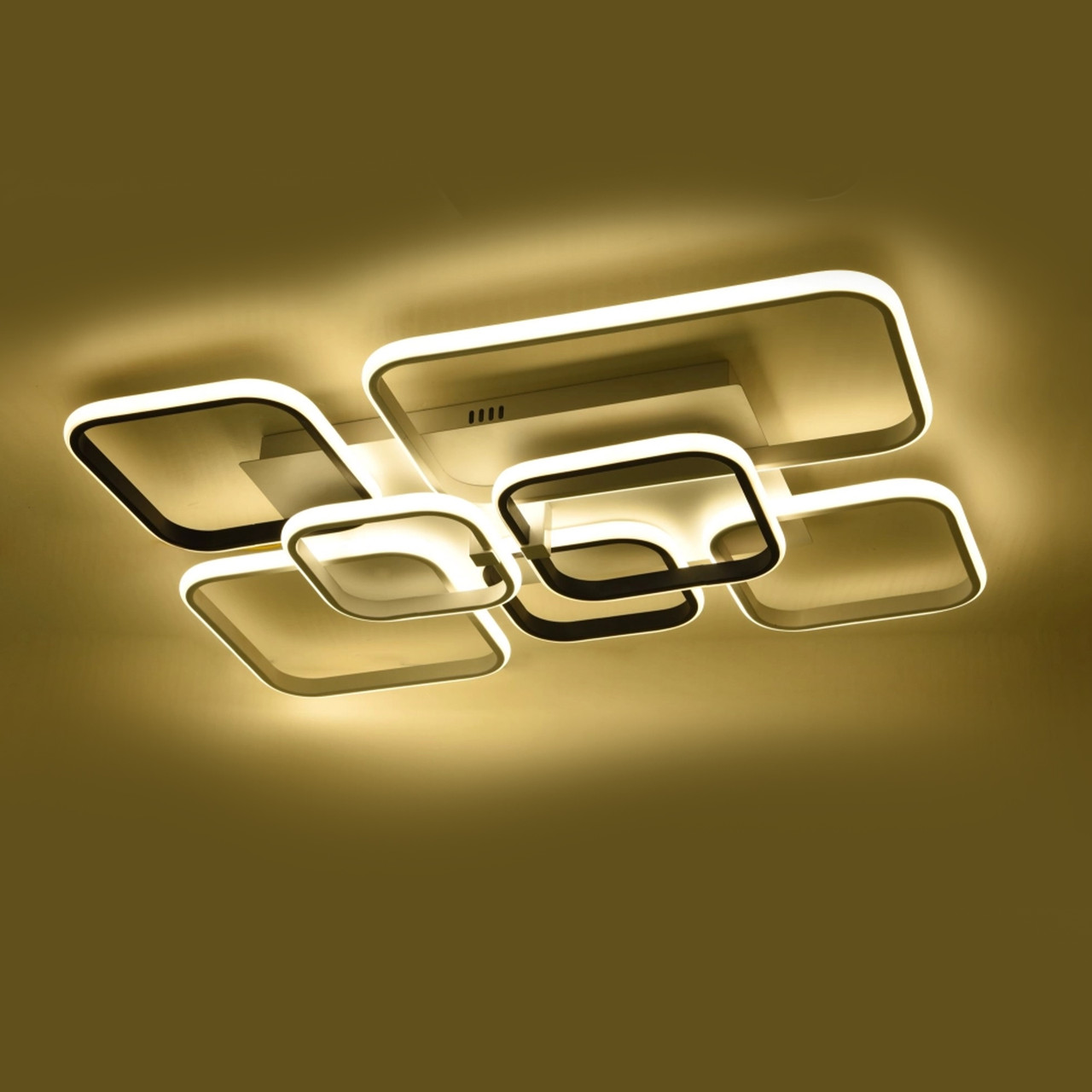 Прямокутна Led-люстра у чорно-біла на 196 Вт, до 20 м² Sirius 77769-800+600 WT+BK, фото 1