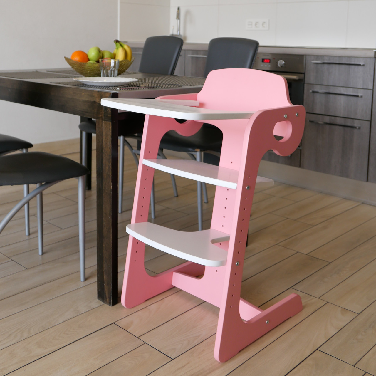 Зростаючий стілець для годування ChildWood - Comfort  Рожевий+Білий без м'якої частини