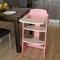 Зростаючий стілець для годування ChildWood - Comfort Рожевий+Білий без м'якої частини, фото 2