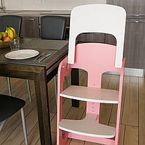 Зростаючий стілець для годування ChildWood - Comfort Рожевий+Білий без м'якої частини, фото 5
