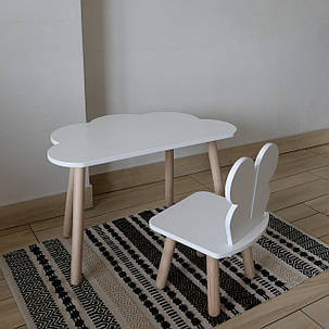 Комплект дитячий стіл хмаринка та стілець білий Метелик, фото 1