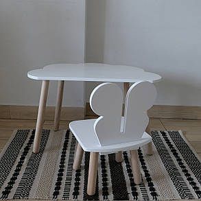 Комплект дитячий стіл хмаринка та стілець білий Метелик, фото 2