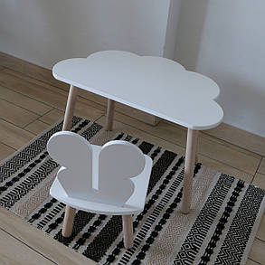 Комплект дитячий стіл хмаринка та стілець білий Метелик, фото 3