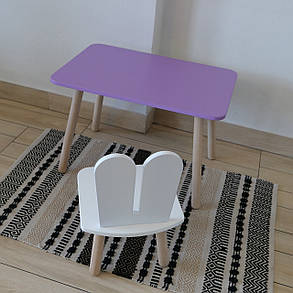 Комплект дитячий стіл бузковий та стілець білий Зайчик. Для діток 1-ї групи зросту (93-116см.), фото 3