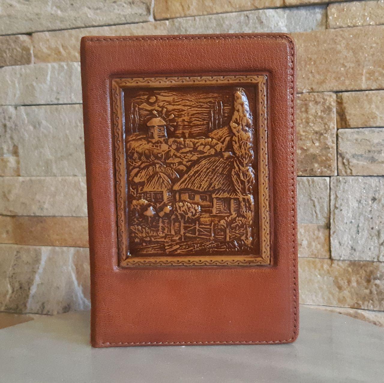 Візитниця настільна з натуральної шкіри 3-х секційна "Хуторок", фото 1
