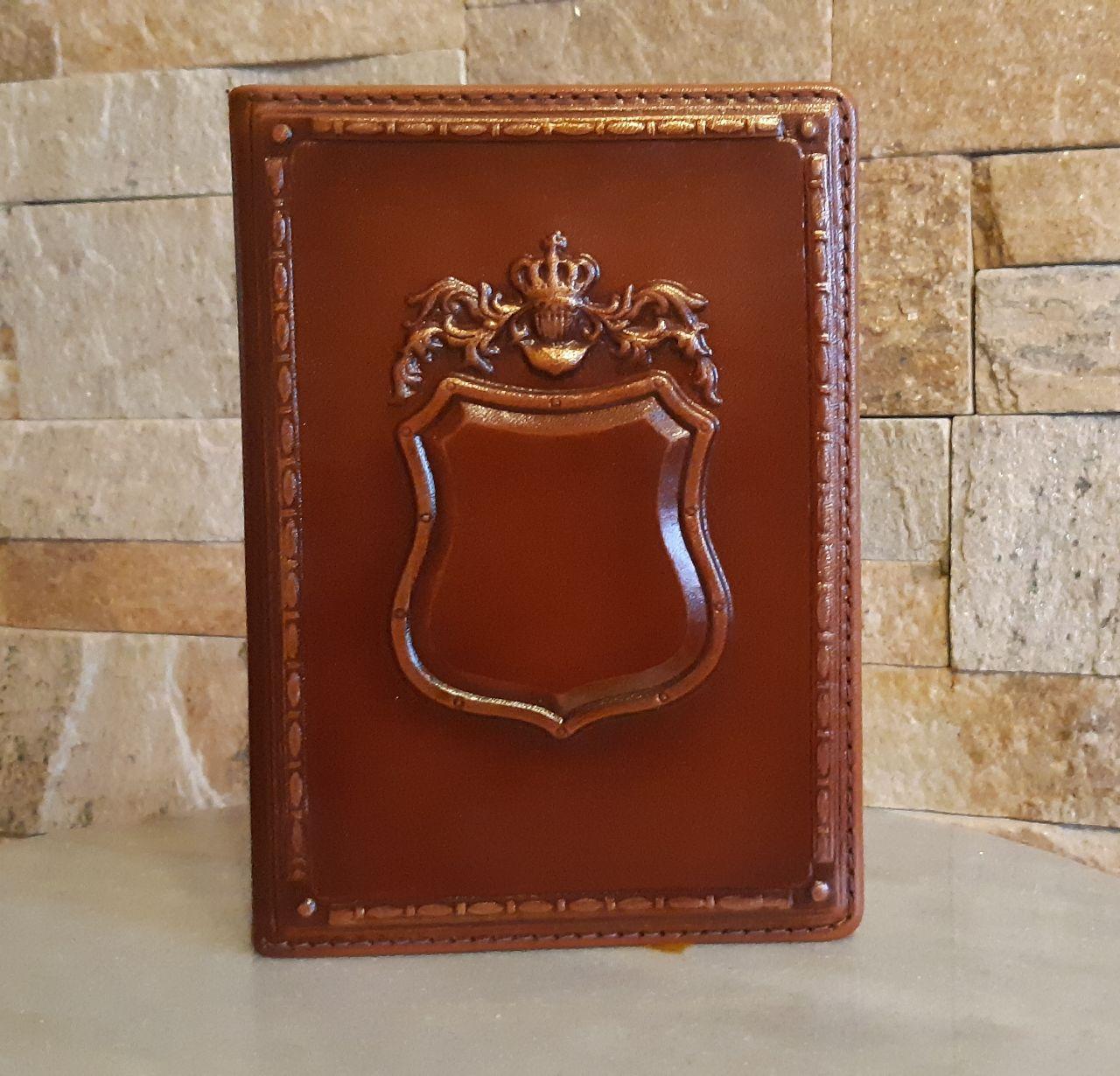 Щоденник А6 не датований в шкіряній обкладинці з об'ємним тисненням ручної роботи "Герольд", фото 1