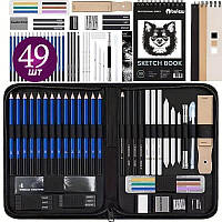 Набір для малювання, Професійний художній набір 49 предметів для малювання ескізів з 3-колірним альбомом для малювання