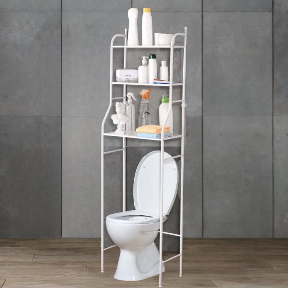 Полиця стійка над унітазом металева Підлоговий стелаж у ванну кімнату 156х47х26см, фото 1