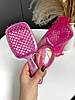 Набір для волосся в мішечку: гребінець і масажна щітка. Малиновий, фото 2