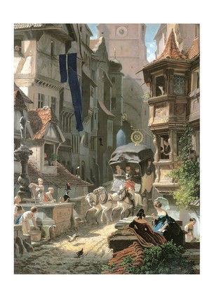 Листівка Carl Spitzweg - Arrival of the Stagecoach, фото 1