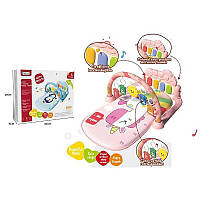 Килимок розвивальний із піаніно 368-9 P Рожевий, мелодії, підсвітка, 5 підвісок, брязкальця