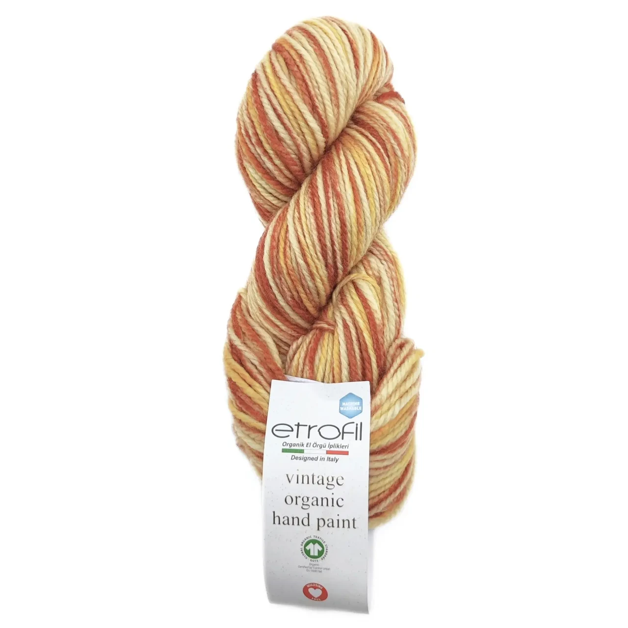 Пряжа Vintage Organic Hand Paint/Вінтаж Органік Хенд Петінт, терракотовий-жовтий Saggio SE715, Etrofil